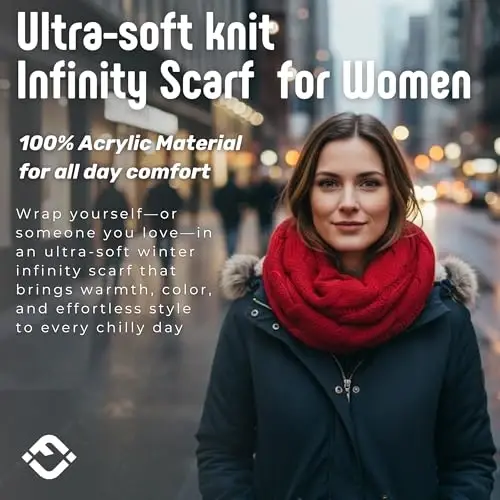Funky Junque Infinity Scarf for Women – Oversized Chunky Winter Scarf, Colorful Fall Scarves, Soft Sweater Wrap Cozy Style - 2