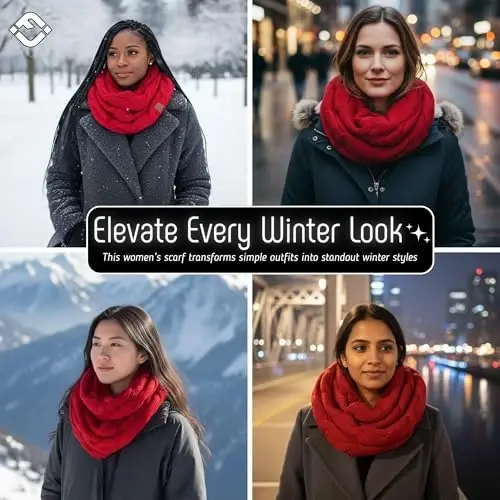 Funky Junque Infinity Scarf for Women – Oversized Chunky Winter Scarf, Colorful Fall Scarves, Soft Sweater Wrap Cozy Style - 5
