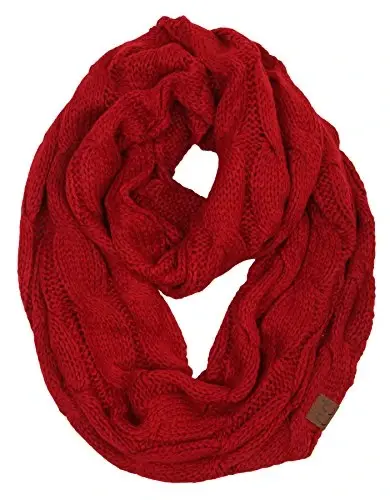 Funky Junque Cozy Ribbed Cable Knit Infinity Scarf Wrap - Mother's Day Gift - for Women - 1
