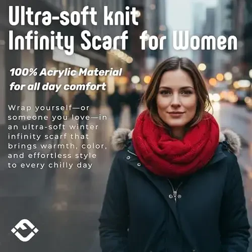 Funky Junque Cozy Ribbed Cable Knit Infinity Scarf Wrap - Mother's Day Gift - for Women - 2