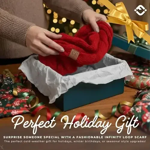 Funky Junque Cozy Ribbed Cable Knit Infinity Scarf Wrap - Mother's Day Gift - for Women - 6