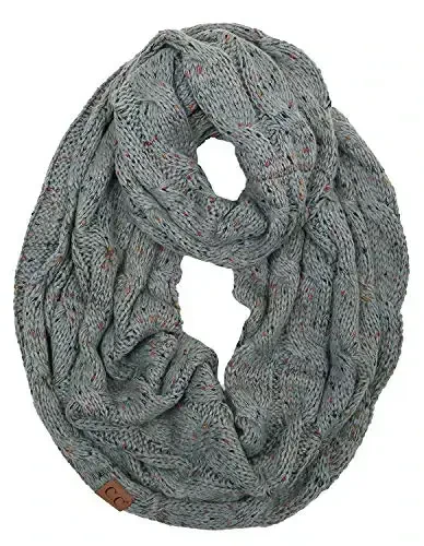 Funky Junque Cozy Ribbed Cable Knit Infinity Scarf Wrap - Mother's Day Gift - for Women 
