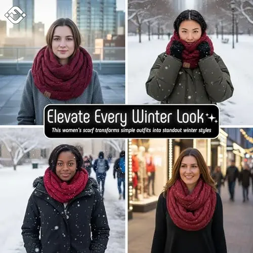 Funky Junque Infinity Scarf for Women – Oversized Chunky Winter Scarf, Colorful Fall Scarves, Soft Sweater Wrap Cozy Style - 5