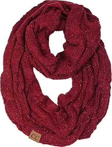 Funky Junque Cozy Ribbed Cable Knit Infinity Scarf Wrap - Mother's Day Gift - for Women 