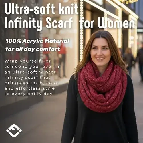 Funky Junque Cozy Ribbed Cable Knit Infinity Scarf Wrap - Mother's Day Gift - for Women - FUNKY (1)