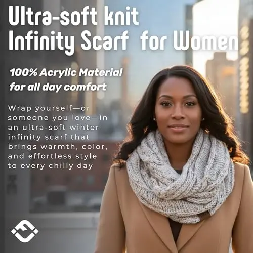 Funky Junque Infinity Scarf for Women – Oversized Chunky Winter Scarf, Colorful Fall Scarves, Soft Sweater Wrap Cozy Style - 3