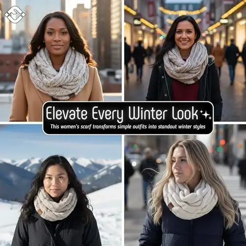 Funky Junque Infinity Scarf for Women – Oversized Chunky Winter Scarf, Colorful Fall Scarves, Soft Sweater Wrap Cozy Style - 5