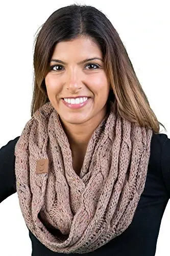 Funky Junque Cozy Ribbed Cable Knit Infinity Scarf Wrap - Mother's Day Gift - for Women 