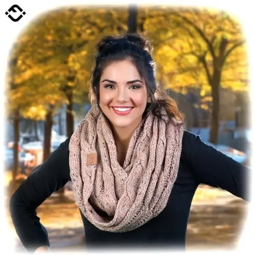 Funky Junque Cozy Ribbed Cable Knit Infinity Scarf Wrap - Mother's Day Gift - for Women - FUNKY (1)