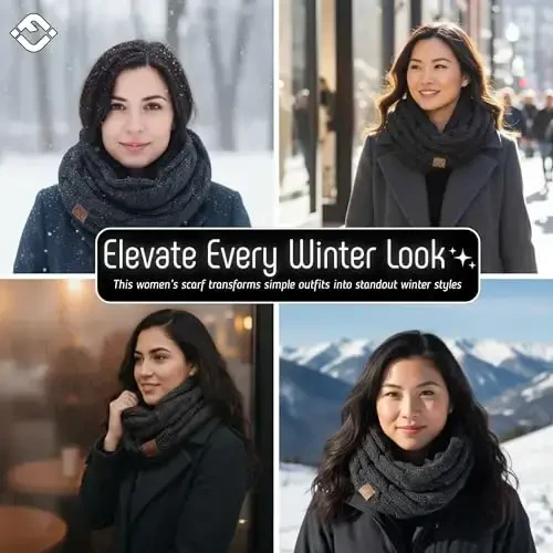 Funky Junque Infinity Scarf for Women – Oversized Chunky Winter Scarf, Colorful Fall Scarves, Soft Sweater Wrap Cozy Style - 5