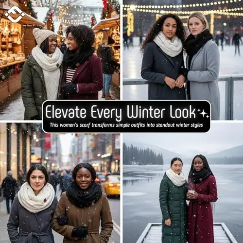 Funky Junque Infinity Scarf for Women – Oversized Chunky Winter Scarf, Colorful Fall Scarves, Soft Sweater Wrap Cozy Style - 6