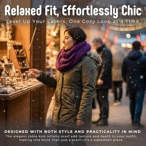 Funky Junque Infinity Scarf for Women – Oversized Chunky Winter Scarf, Colorful Fall Scarves, Soft Sweater Wrap Cozy Style - 4