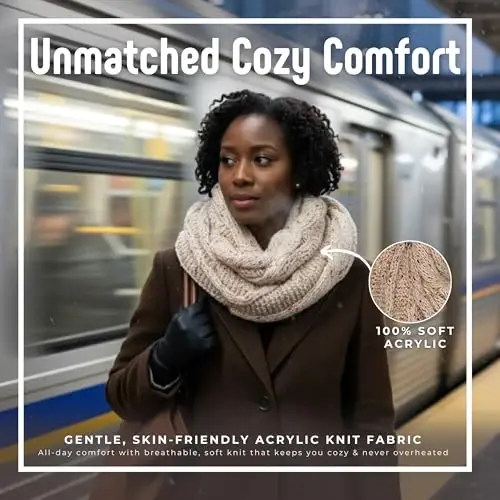 Funky Junque Infinity Scarf for Women – Oversized Chunky Winter Scarf, Colorful Fall Scarves, Soft Sweater Wrap Cozy Style - 4