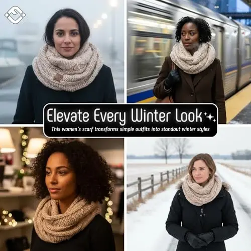 Funky Junque Infinity Scarf for Women – Oversized Chunky Winter Scarf, Colorful Fall Scarves, Soft Sweater Wrap Cozy Style - 5