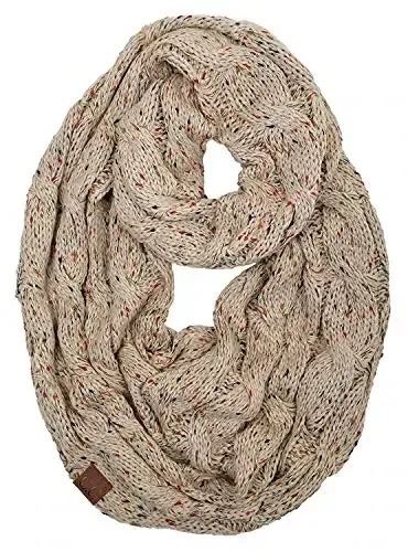 Funky Junque Cozy Ribbed Cable Knit Infinity Scarf Wrap - Mother's Day Gift - for Women - 1