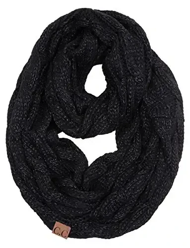 Funky Junque Cozy Ribbed Cable Knit Infinity Scarf Wrap - Mother's Day Gift - for Women - 1