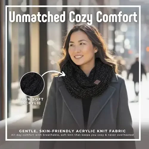 Funky Junque Cozy Ribbed Cable Knit Infinity Scarf Wrap - Mother's Day Gift - for Women - 4