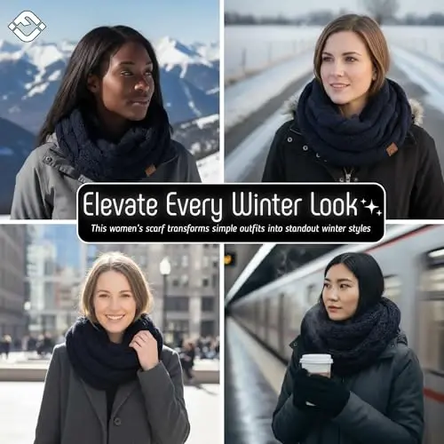 Funky Junque Infinity Scarf for Women – Oversized Chunky Winter Scarf, Colorful Fall Scarves, Soft Sweater Wrap Cozy Style - 5