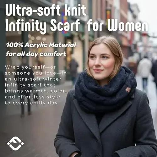 Funky Junque Cozy Ribbed Cable Knit Infinity Scarf Wrap - Mother's Day Gift - for Women - 2