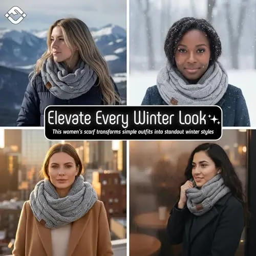 Funky Junque Infinity Scarf for Women – Oversized Chunky Winter Scarf, Colorful Fall Scarves, Soft Sweater Wrap Cozy Style - 5