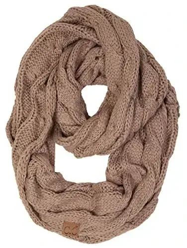 Funky Junque Cozy Ribbed Cable Knit Infinity Scarf Wrap - Mother's Day Gift - for Women - FUNKY