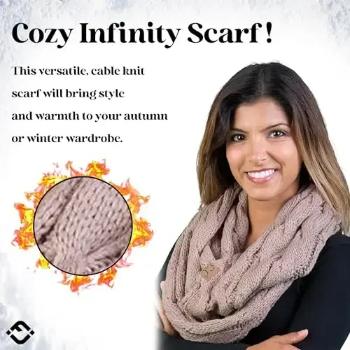 Funky Junque Cozy Ribbed Cable Knit Infinity Scarf Wrap - Mother's Day Gift - for Women - FUNKY (1)