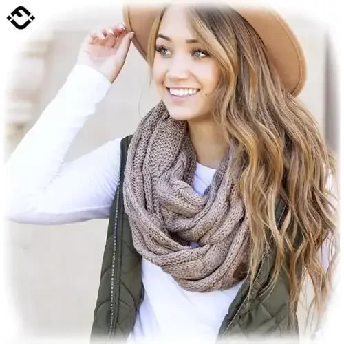 Funky Junque Cozy Ribbed Cable Knit Infinity Scarf Wrap - Mother's Day Gift - for Women - 3