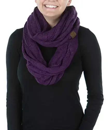 Funky Junque Infinity Scarf for Women – Oversized Chunky Cable Knit Warm Winter Women's Infinity Neck Scarves Circle Wrap - 1