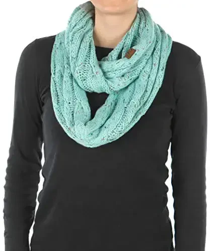 Funky Junque Infinity Scarf Women Winter Cable Knit Circle Wrap - Mother's Day Gift 