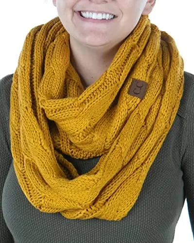 Funky Junque Infinity Scarf for Women – Oversized Chunky Cable Knit Warm Winter Women's Infinity Neck Scarves Circle Wrap - 1