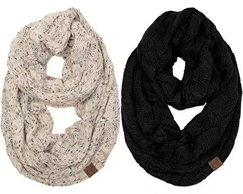Funky Junque Infinity Scarf for Women – Oversized Chunky Cable Knit Warm Winter Women's Infinity Neck Scarves Circle Wrap 