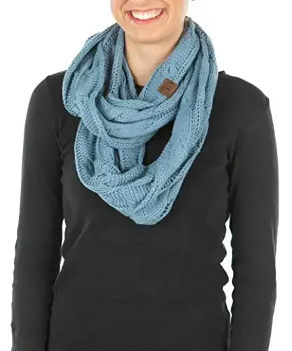Funky Junque Infinity Scarf for Women – Oversized Chunky Cable Knit Warm Winter Women's Infinity Neck Scarves Circle Wrap - 1