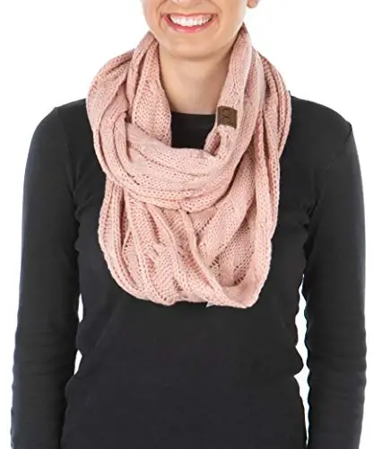 Funky Junque Infinity Scarf Women Winter Cable Knit Circle Wrap - Mother's Day Gift 