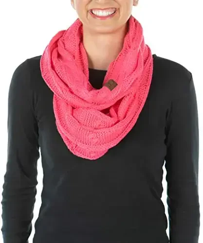 Funky Junque Infinity Scarf for Women – Oversized Chunky Cable Knit Warm Winter Women's Infinity Neck Scarves Circle Wrap - 1