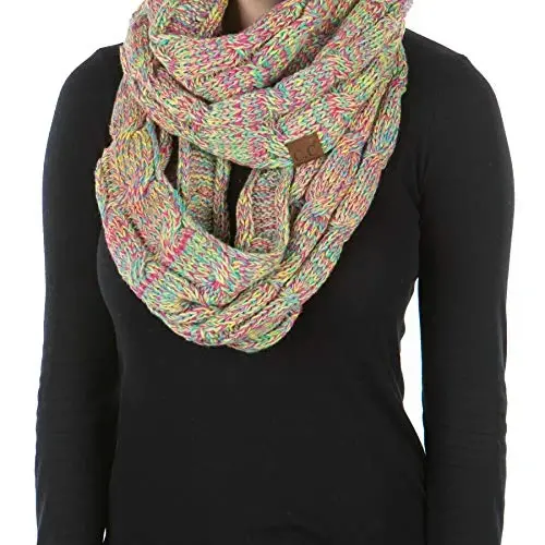 Funky Junque Infinity Scarf Women Winter Cable Knit Circle Wrap - Mother's Day Gift - 1