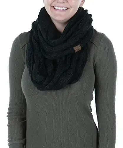 Funky Junque Infinity Scarf Women Winter Cable Knit Circle Wrap - Mother's Day Gift - FUNKY