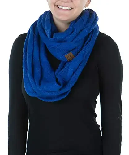 Funky Junque Infinity Scarf for Women – Oversized Chunky Cable Knit Warm Winter Women's Infinity Neck Scarves Circle Wrap 
