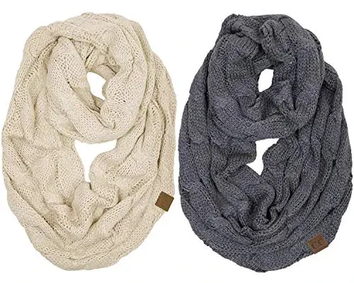 Funky Junque Infinity Scarf for Women – Oversized Chunky Cable Knit Warm Winter Women's Infinity Neck Scarves Circle Wrap - 1