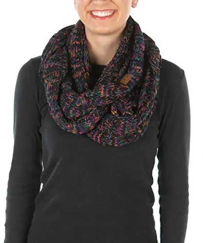 Funky Junque Infinity Scarf for Women – Oversized Chunky Cable Knit Warm Winter Women's Infinity Neck Scarves Circle Wrap - 1