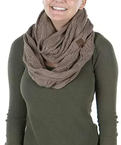 Funky Junque Infinity Scarf for Women – Oversized Chunky Cable Knit Warm Winter Women's Infinity Neck Scarves Circle Wrap - FUNKY