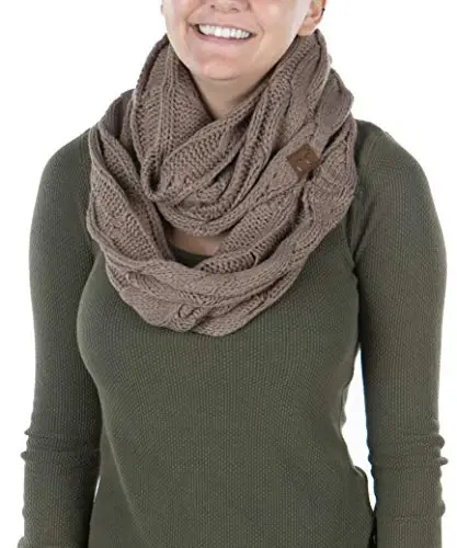 Funky Junque Infinity Scarf for Women – Oversized Chunky Cable Knit Warm Winter Women's Infinity Neck Scarves Circle Wrap - 1