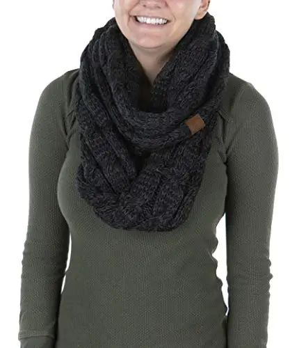 Funky Junque Infinity Scarf Women Winter Cable Knit Circle Wrap - Mother's Day Gift - FUNKY