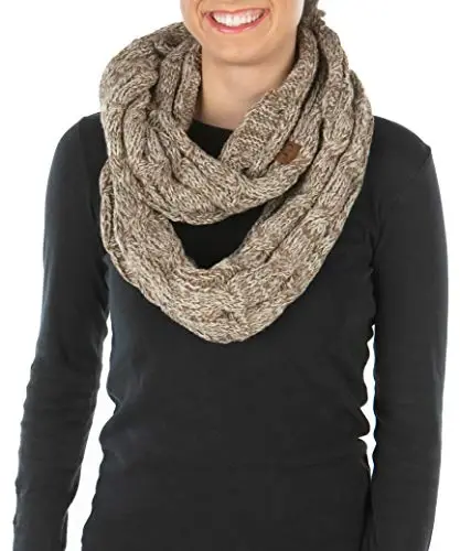 Funky Junque Infinity Scarf for Women – Oversized Chunky Cable Knit Warm Winter Women's Infinity Neck Scarves Circle Wrap - 1