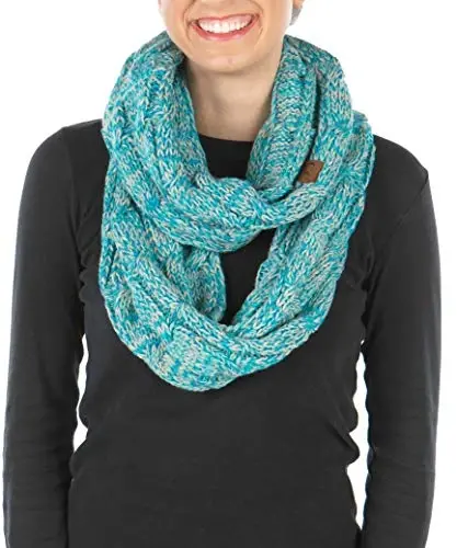 Funky Junque Infinity Scarf Women Winter Cable Knit Circle Wrap - Mother's Day Gift - 1