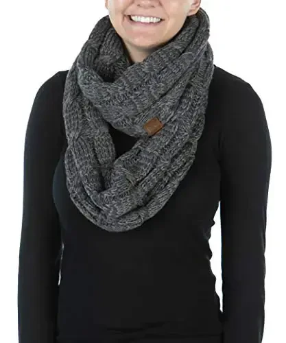 Funky Junque Infinity Scarf Women Winter Cable Knit Circle Wrap - Mother's Day Gift - FUNKY