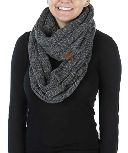 Funky Junque Infinity Scarf Women Winter Cable Knit Circle Wrap - Mother's Day Gift - 1