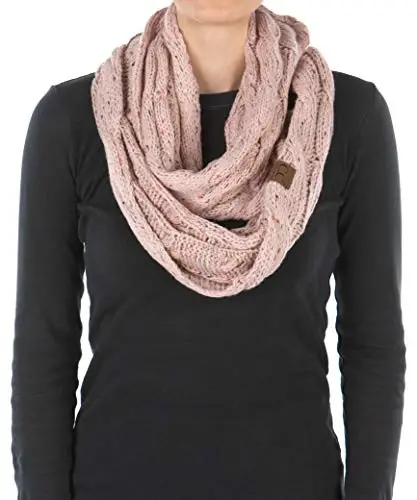 Funky Junque Infinity Scarf Women Winter Cable Knit Circle Wrap - Mother's Day Gift 