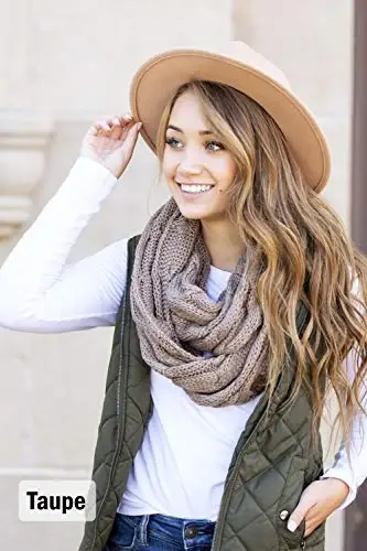 Funky Junque Infinity Scarf for Women – Oversized Chunky Cable Knit Warm Winter Women's Infinity Neck Scarves Circle Wrap - 6