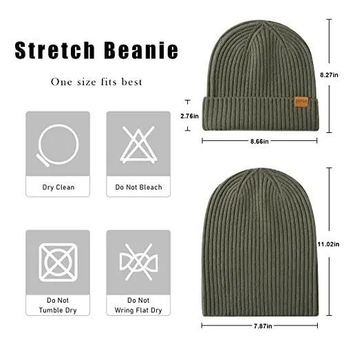 FUQILA 100% Merino Junidan Triko Beryetka, Unisex Iliq Qishki Kepka, Yumshoq, Nafas Oluvchi va Qulay Cho'ziluvchi Manjetli Kepka - 4