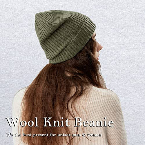 FUQILA 100% Merino Wool Cuff Beanie Hat, Unisex Warm Winter Caps Soft, Breathable & Cozy Stretchy Knitted Cuffed Cap - 7